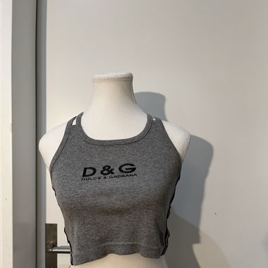 D&G Logo Crop Tank Top Grau