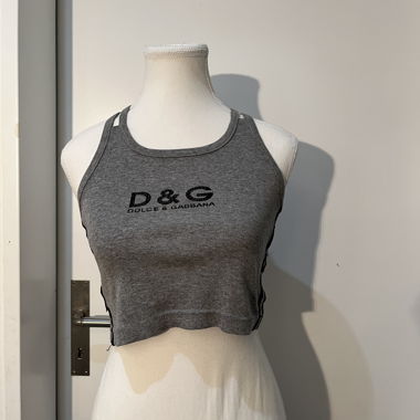 D&G Logo Crop Tank Top Grey