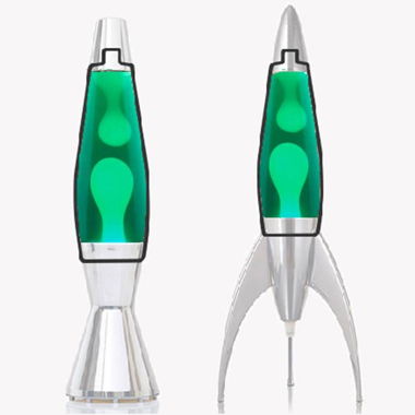 Mathmos Astrobaby Flasche Lavalampe Grün-Weiss