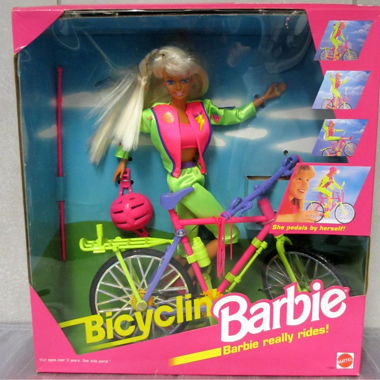 1993 Bicyclin Barbie mit Velo Fahrrad Bike Bikerin
