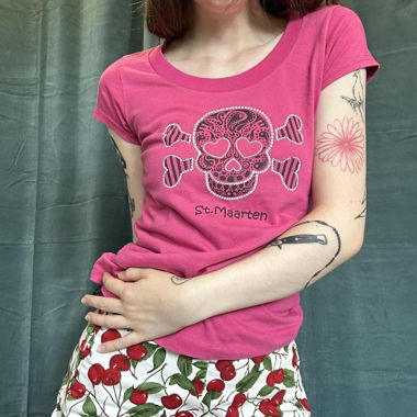 St Marten Pink Skull and Crossbones T-shirt