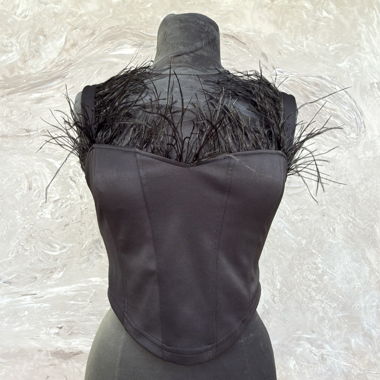 Schwarzes Feder-Bustier Corset 