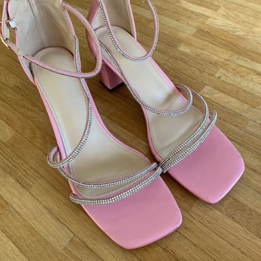 Scarpe con tacco rosa glitter