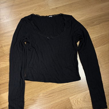 Black long-sleeve shirt with lace