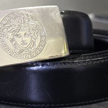Versace black leather belt 115/46