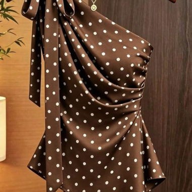 Brown one-shoulder top