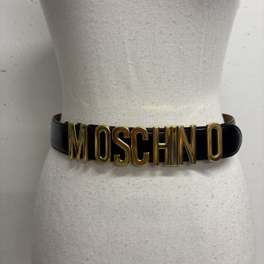Moschino Ledergürtel schwarz gold 75 Logo