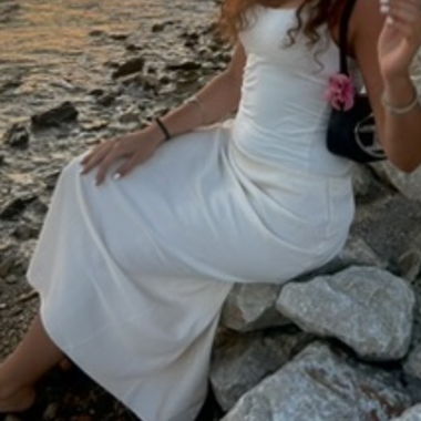 White satin maxi skirt