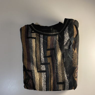 Strickpulli brun, grüen, grau