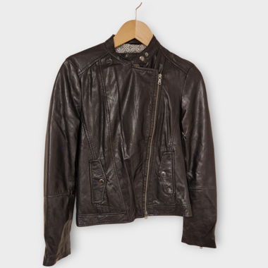 Veste en cuir véritable style biker