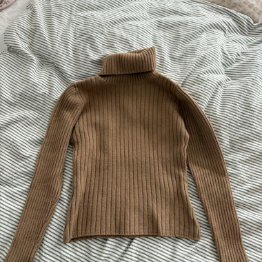 Brown woolen turtle neck sweater 