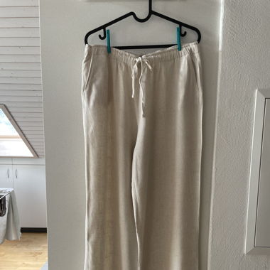 Leinen Stoffhose beige