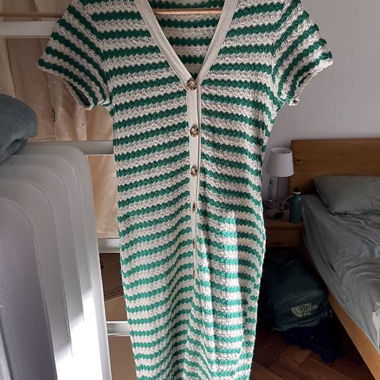 MNG vestito in maglia righe verde-bianco XS