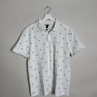 White Palm Print Polo Shirt