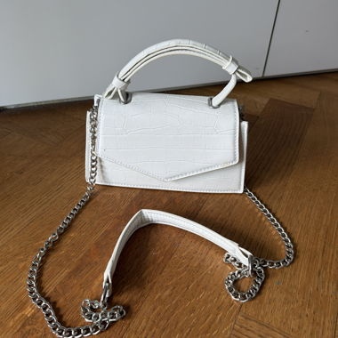 White Crocodile-Pattern Handbag