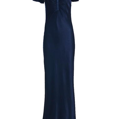 Abito maxi in raso arricciato