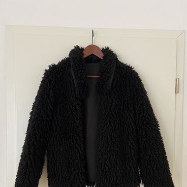 Black fluffy jacket for fall