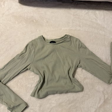 Ripp-Longsleeve in Salbeigrun
