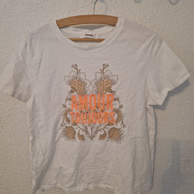 T-shirt bianco Promod "Amour Toujours"