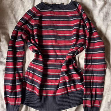 Rot Blau Gestreifter Pullover