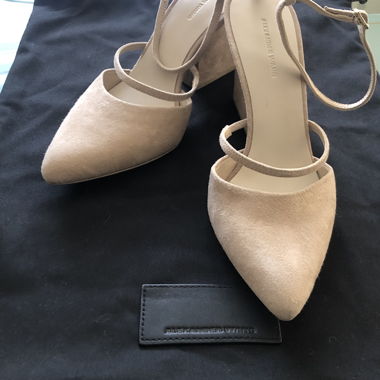 Beige suede sandals by Alexander Wang