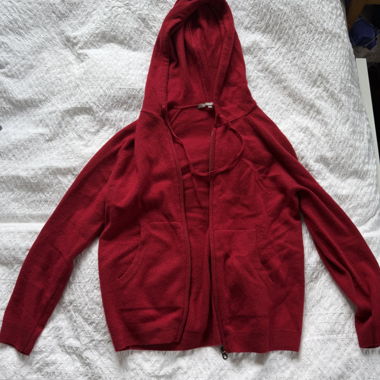Felpa con zip in cashmere rossa