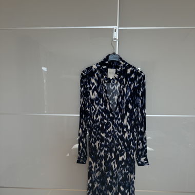 Maxi Kleid, Blau, Knopfleiste