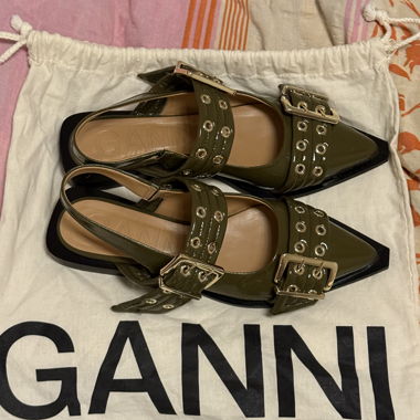 Ganni green sandales