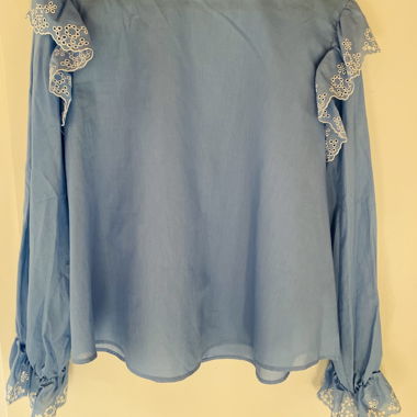Light Blue Blouse with Lace-Effect Embroidery ZARA