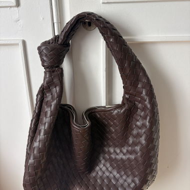 Brown Braided Shoulder Bag