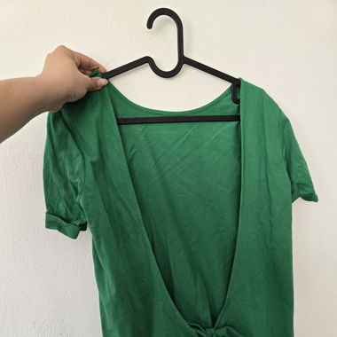 Sézane Reversible Green Cotton Top – Tie Detail