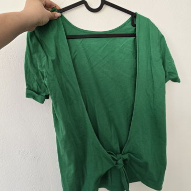 Sézane Reversible Green Cotton Top – Tie Detail