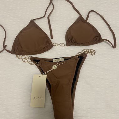 Ensemble de bikini Gucci marron