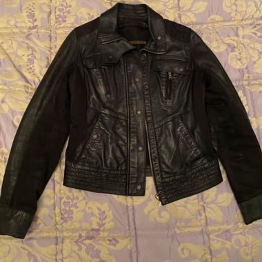 Real black leather jacket