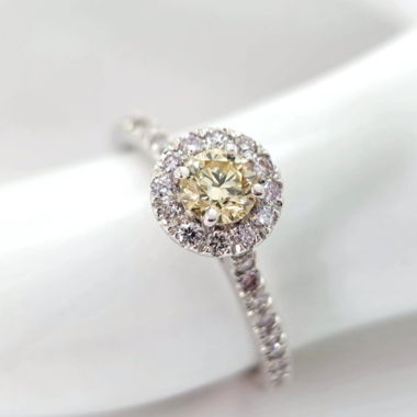 Bague Or Blanc - Diamant Fancy yellow & Fancy pink