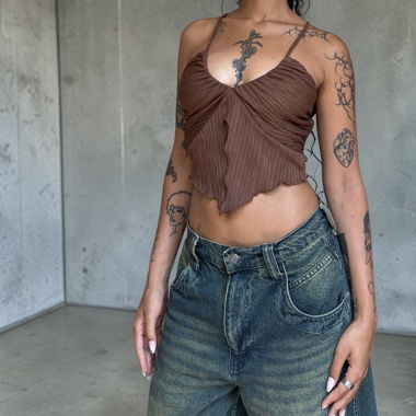Braunes Crop Top