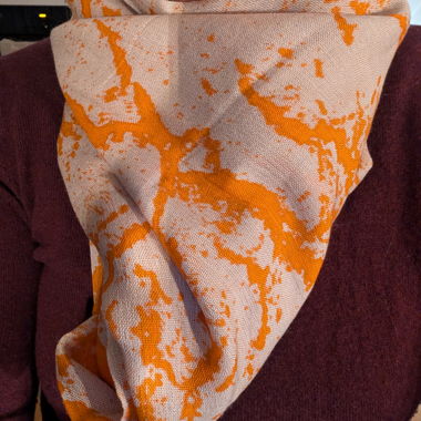 Mynuka scarf made of silk-wool, orange-beige