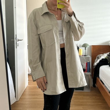 Kurzmantel Lederimitat, beige, XL