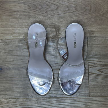 Silver heeled sandals