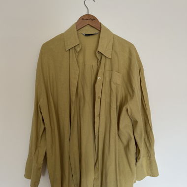 ZARA mustard oversized Leinenhemd