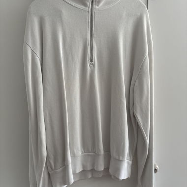 Sweat-shirt blanc à demi-zip