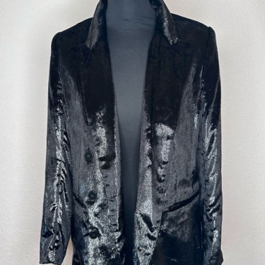 Blazer in Velluto Glitter Blu H&M S
