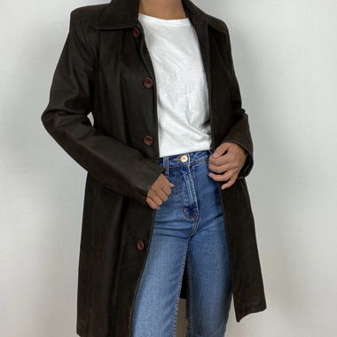Cappotto in pelle marrone - pelle vera