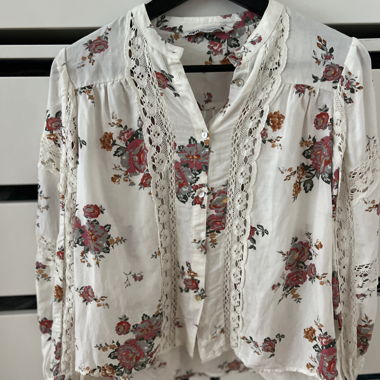 Blusa ZARA a fiori con pizzo, Tg. XS