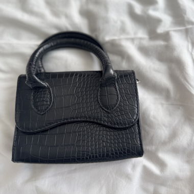 Black Croc-Embossed Handbag