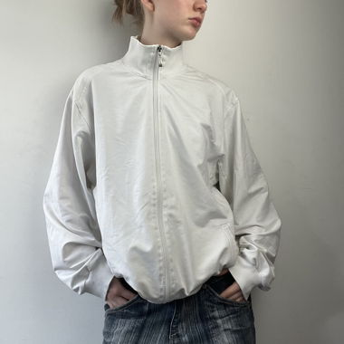 plain white baggy zip sweater