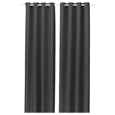 GINSTMOTT 4 Curtain Panels, Dark Grey/with Eyelets
