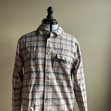 Camicia a maniche lunghe a quadri beige