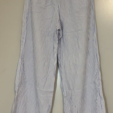 Blue/white striped fabric trousers