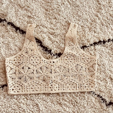 Top crochet beige